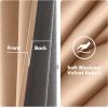 MIULEE Black Out Velvet Curtains 96 Inch Length for Room Darkening Long Blackout Curtains with Grommet Top for Bedroom/Living Room Light Blocking Thermal Insulating Soundproof Set of 2， Black(Blush Beige)