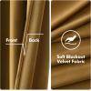 MIULEE Black Out Velvet Curtains 96 Inch Length for Room Darkening Long Blackout Curtains with Grommet Top for Bedroom/Living Room Light Blocking Thermal Insulating Soundproof Set of 2， Black(Gold)