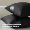 MIULEE Boucle Throw Pillow Covers 18×18 Inch Set of 2 Brown Faux Leather Textured Decorative Pillow Cases Boho Farmhouse Accents Cushion Covers for Couch Bed Livingroom Home Decor(Black)
