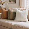 MIULEE Boucle Throw Pillow Covers 18×18 Inch Set of 2 Brown Faux Leather Textured Decorative Pillow Cases Boho Farmhouse Accents Cushion Covers for Couch Bed Livingroom Home Decor(White)