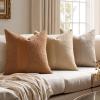 MIULEE Boucle Throw Pillow Covers 18×18 Inch Set of 2 Brown Faux Leather Textured Decorative Pillow Cases Boho Farmhouse Accents Cushion Covers for Couch Bed Livingroom Home Decor(Khaki)