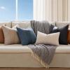 MIULEE Boucle Throw Pillow Covers 18×18 Inch Set of 2 Brown Faux Leather Textured Decorative Pillow Cases Boho Farmhouse Accents Cushion Covers for Couch Bed Livingroom Home Decor(Black)