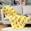 MIULEE Buffalo Plaid Throw Blanket for Sofa Couch, Soft Check Fleece Throw Yellow White Checkered Decor Flannel Fuzzy Christmas Blanket for Bedding, Fluffy Warm Cozy Plush Microfiber Size 50″ X 60″