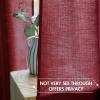 MIULEE Burgundy Red Faux Linen Textured Semi Sheer Curtains for Bedroom Living Room 84 Inches Length 2 Panels Set Grommet Light Filtering Privacy Curtains Drapes Room Christmas Decor Window Treatment(Burgundy Red)