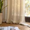 MIULEE Burgundy Red Faux Linen Textured Semi Sheer Curtains for Bedroom Living Room 84 Inches Length 2 Panels Set Grommet Light Filtering Privacy Curtains Drapes Room Christmas Decor Window Treatment(Tan Brown)