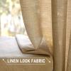 MIULEE Burgundy Red Faux Linen Textured Semi Sheer Curtains for Bedroom Living Room 84 Inches Length 2 Panels Set Grommet Light Filtering Privacy Curtains Drapes Room Christmas Decor Window Treatment(Tan Brown)