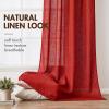 MIULEE Burgundy Red Linen Curtains 84 Inch Length 2 Panels for Bedroom Living Room, Pinch Pleated Soft Thick Linen Textured Window Drapes with Hooks Semi Sheer Light Filtering Christmas Decor(Red)