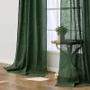 MIULEE Burgundy Red Linen Curtains 84 Inch Length 2 Panels for Bedroom Living Room, Pinch Pleated Soft Thick Linen Textured Window Drapes with Hooks Semi Sheer Light Filtering Christmas Decor(Emerald Green)