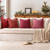 MIULEE Burlap Linen Christmas Throw Pillow Covers 18×18 Inch Set of 2 Dark Green Decorative Pillows Modern Farmhouse Cushion Covers for Outdoor Couch Sofa Bedroom Livingroom Home Decor(Burgundy Red)