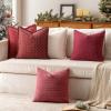 MIULEE Burlap Linen Christmas Throw Pillow Covers 18×18 Inch Set of 2 Dark Green Decorative Pillows Modern Farmhouse Cushion Covers for Outdoor Couch Sofa Bedroom Livingroom Home Decor(Burgundy Red)