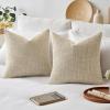 MIULEE Burlap Linen Christmas Throw Pillow Covers 18×18 Inch Set of 2 Dark Green Decorative Pillows Modern Farmhouse Cushion Covers for Outdoor Couch Sofa Bedroom Livingroom Home Decor(Beige)
