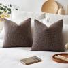 MIULEE Burlap Linen Christmas Throw Pillow Covers 18×18 Inch Set of 2 Dark Green Decorative Pillows Modern Farmhouse Cushion Covers for Outdoor Couch Sofa Bedroom Livingroom Home Decor(Dark Coffee)