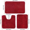 MIULEE Burnt Orange Bathroom Rugs Sets 3 Piece Including U Shaped Toilet Rug – Soft Absorbent Bath Mats Set with Non Slip Rubber Backside, Machine Washable – 20″x30″+16″x24″+U 20″x24″(Red)