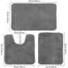 MIULEE Burnt Orange Bathroom Rugs Sets 3 Piece Including U Shaped Toilet Rug – Soft Absorbent Bath Mats Set with Non Slip Rubber Backside, Machine Washable – 20″x30″+16″x24″+U 20″x24″(Grey)