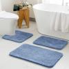 MIULEE Burnt Orange Bathroom Rugs Sets 3 Piece Including U Shaped Toilet Rug – Soft Absorbent Bath Mats Set with Non Slip Rubber Backside, Machine Washable – 20″x30″+16″x24″+U 20″x24″(Blue)