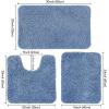 MIULEE Burnt Orange Bathroom Rugs Sets 3 Piece Including U Shaped Toilet Rug – Soft Absorbent Bath Mats Set with Non Slip Rubber Backside, Machine Washable – 20″x30″+16″x24″+U 20″x24″(Blue)