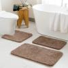 MIULEE Burnt Orange Bathroom Rugs Sets 3 Piece Including U Shaped Toilet Rug – Soft Absorbent Bath Mats Set with Non Slip Rubber Backside, Machine Washable – 20″x30″+16″x24″+U 20″x24″(Light Brown)