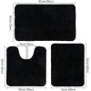 MIULEE Burnt Orange Bathroom Rugs Sets 3 Piece Including U Shaped Toilet Rug – Soft Absorbent Bath Mats Set with Non Slip Rubber Backside, Machine Washable – 20″x30″+16″x24″+U 20″x24″(Black)