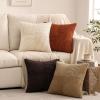 MIULEE Burnt Orange Decorative Throw Pillow Covers 18×18 Inch Set of 4 Boho Color-Clash Cushion Covers Modern Farmhouse Pillow Cases Corduroy Striped Decor for Couch Sofa Bed(Terracotta,Rust)(Brown Beige)
