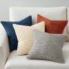 MIULEE Burnt Orange Decorative Throw Pillow Covers 18×18 Inch Set of 4 Boho Color-Clash Cushion Covers Modern Farmhouse Pillow Cases Corduroy Striped Decor for Couch Sofa Bed(Terracotta,Rust)(Blue Rust)