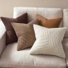 MIULEE Burnt Orange Decorative Throw Pillow Covers 18×18 Inch Set of 4 Boho Color-Clash Cushion Covers Modern Farmhouse Pillow Cases Corduroy Striped Decor for Couch Sofa Bed(Terracotta,Rust)(Brown)
