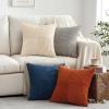 MIULEE Burnt Orange Decorative Throw Pillow Covers 18×18 Inch Set of 4 Boho Color-Clash Cushion Covers Modern Farmhouse Pillow Cases Corduroy Striped Decor for Couch Sofa Bed(Terracotta,Rust)(Blue Rust)