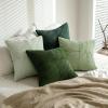 MIULEE Burnt Orange Decorative Throw Pillow Covers 18×18 Inch Set of 4 Boho Color-Clash Cushion Covers Modern Farmhouse Pillow Cases Corduroy Striped Decor for Couch Sofa Bed(Terracotta,Rust)(Green)