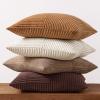 MIULEE Burnt Orange Decorative Throw Pillow Covers 18×18 Inch Set of 4 Boho Color-Clash Cushion Covers Modern Farmhouse Pillow Cases Corduroy Striped Decor for Couch Sofa Bed(Terracotta,Rust)(Brown)