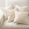MIULEE Burnt Orange Decorative Throw Pillow Covers 18×18 Inch Set of 4 Boho Color-Clash Cushion Covers Modern Farmhouse Pillow Cases Corduroy Striped Decor for Couch Sofa Bed(Terracotta,Rust)(Beige)