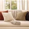 MIULEE Burnt Orange Decorative Throw Pillow Covers 18×18 Inch Set of 4 Boho Color-Clash Cushion Covers Modern Farmhouse Pillow Cases Corduroy Striped Decor for Couch Sofa Bed(Terracotta,Rust)(Brown Beige)