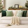 MIULEE Burnt Orange Decorative Throw Pillow Covers 18×18 Inch Set of 4 Boho Color-Clash Cushion Covers Modern Farmhouse Pillow Cases Corduroy Striped Decor for Couch Sofa Bed(Terracotta,Rust)(Green)