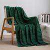 MIULEE Burnt Orange Fleece Blanket, Durable Plush Fuzzy Extra Soft Warm Cozy Striped Flannel Fall Throw Blanket for Couch Sofa Bed 30″x40″(Army Green)