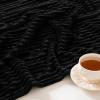 MIULEE Burnt Orange Fleece Blanket, Durable Plush Fuzzy Extra Soft Warm Cozy Striped Flannel Fall Throw Blanket for Couch Sofa Bed 30″x40″(Black)