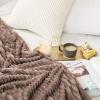 MIULEE Burnt Orange Fleece Blanket, Durable Plush Fuzzy Extra Soft Warm Cozy Striped Flannel Fall Throw Blanket for Couch Sofa Bed 30″x40″(Brown)