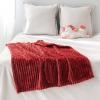 MIULEE Burnt Orange Fleece Blanket, Durable Plush Fuzzy Extra Soft Warm Cozy Striped Flannel Fall Throw Blanket for Couch Sofa Bed 30″x40″(Burgundy Red)