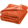 MIULEE Burnt Orange Fleece Blanket, Durable Plush Fuzzy Extra Soft Warm Cozy Striped Flannel Fall Throw Blanket for Couch Sofa Bed 30″x40″(Burnt Orange)