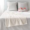 MIULEE Burnt Orange Fleece Blanket, Durable Plush Fuzzy Extra Soft Warm Cozy Striped Flannel Fall Throw Blanket for Couch Sofa Bed 30″x40″(Cream White)