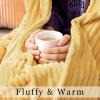 MIULEE Burnt Orange Fleece Blanket, Durable Plush Fuzzy Extra Soft Warm Cozy Striped Flannel Fall Throw Blanket for Couch Sofa Bed 30″x40″(Light Yellow)