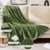 MIULEE Burnt Orange Fleece Blanket, Durable Plush Fuzzy Extra Soft Warm Cozy Striped Flannel Fall Throw Blanket for Couch Sofa Bed 30″x40″(Moss Green)