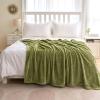 MIULEE Burnt Orange Fleece Blanket, Durable Plush Fuzzy Extra Soft Warm Cozy Striped Flannel Fall Throw Blanket for Couch Sofa Bed 30″x40″(Olive Green)
