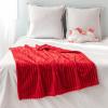 MIULEE Burnt Orange Fleece Blanket, Durable Plush Fuzzy Extra Soft Warm Cozy Striped Flannel Fall Throw Blanket for Couch Sofa Bed 30″x40″(Red)