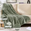 MIULEE Burnt Orange Fleece Blanket, Durable Plush Fuzzy Extra Soft Warm Cozy Striped Flannel Fall Throw Blanket for Couch Sofa Bed 30″x40″(Sage)