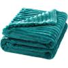 MIULEE Burnt Orange Fleece Blanket, Durable Plush Fuzzy Extra Soft Warm Cozy Striped Flannel Fall Throw Blanket for Couch Sofa Bed 30″x40″(Teal)