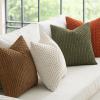 MIULEE Burnt Orange Throw Pillow Covers Soft Couch Decorative Set of 4 Boho Striped Cushion Covers Corduroy Pillowcase Farmhouse Home Decor for Couch Bed Sofa Living Room 18×18 Inch Yellow Orange(Camel Green)