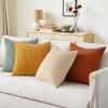 MIULEE Burnt Orange Throw Pillow Covers Soft Couch Decorative Set of 4 Boho Striped Cushion Covers Corduroy Pillowcase Farmhouse Home Decor for Couch Bed Sofa Living Room 18×18 Inch Yellow Orange(Teal-rust)