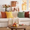 MIULEE Burnt Orange Throw Pillow Covers Soft Couch Decorative Set of 4 Boho Striped Cushion Covers Corduroy Pillowcase Farmhouse Home Decor for Couch Bed Sofa Living Room 18×18 Inch Yellow Orange(Yellow Orange)