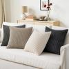 MIULEE Burnt Orange Throw Pillow Covers Soft Couch Decorative Set of 4 Boho Striped Cushion Covers Corduroy Pillowcase Farmhouse Home Decor for Couch Bed Sofa Living Room 18×18 Inch Yellow Orange(Grey)
