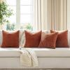 MIULEE Burnt Orange Throw Pillow Covers Soft Couch Decorative Set of 4 Boho Striped Cushion Covers Corduroy Pillowcase Farmhouse Home Decor for Couch Bed Sofa Living Room 18×18 Inch Yellow Orange(Burnt Orange)