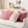 MIULEE Burnt Orange Throw Pillow Covers Soft Couch Decorative Set of 4 Boho Striped Cushion Covers Corduroy Pillowcase Farmhouse Home Decor for Couch Bed Sofa Living Room 18×18 Inch Yellow Orange(Pink)