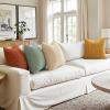 MIULEE Burnt Orange Throw Pillow Covers Soft Couch Decorative Set of 4 Boho Striped Cushion Covers Corduroy Pillowcase Farmhouse Home Decor for Couch Bed Sofa Living Room 18×18 Inch Yellow Orange(Teal-rust)